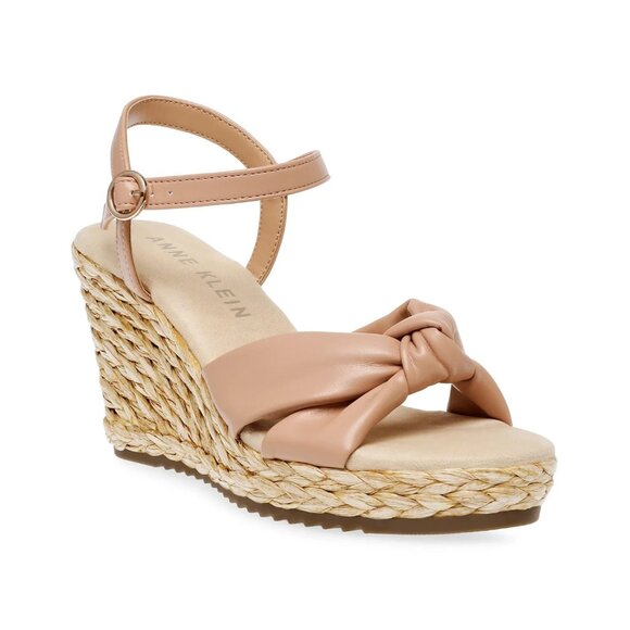 Anne Klein Womens Wheatley Espadrille Wedge Sandals Tan Nude 9 MSRP $89 - Picture 1 of 5